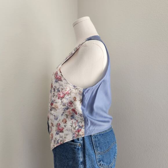 Vintage 90s Y2K Marmie West Floral Tapestry Button Vest Waistcoat M Cottagecore - Picture 3 of 6